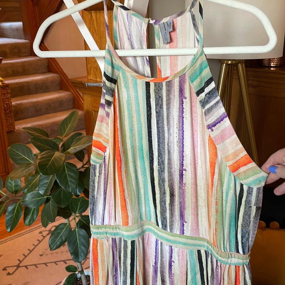 Anthropologie rainbow striped jumpsuit, size medium.